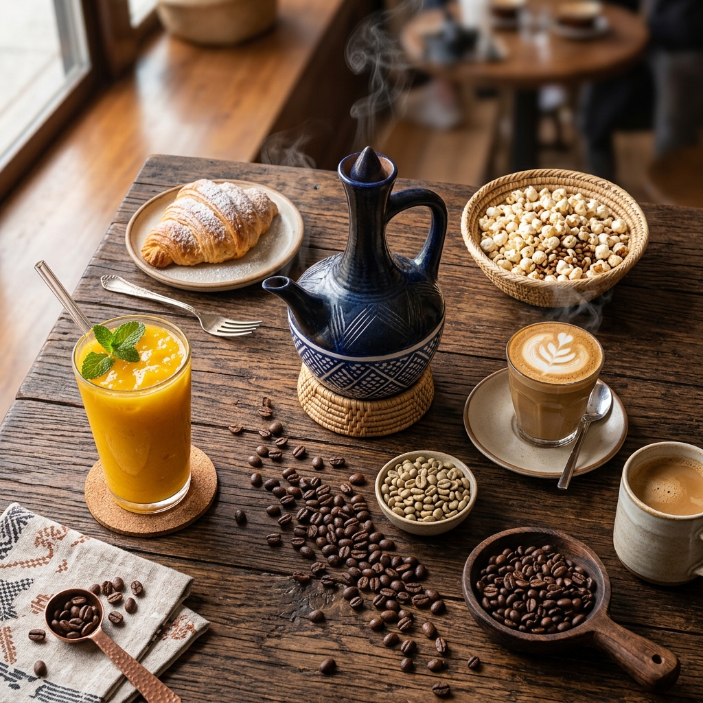 Dako Cafe coffee and food arrangement